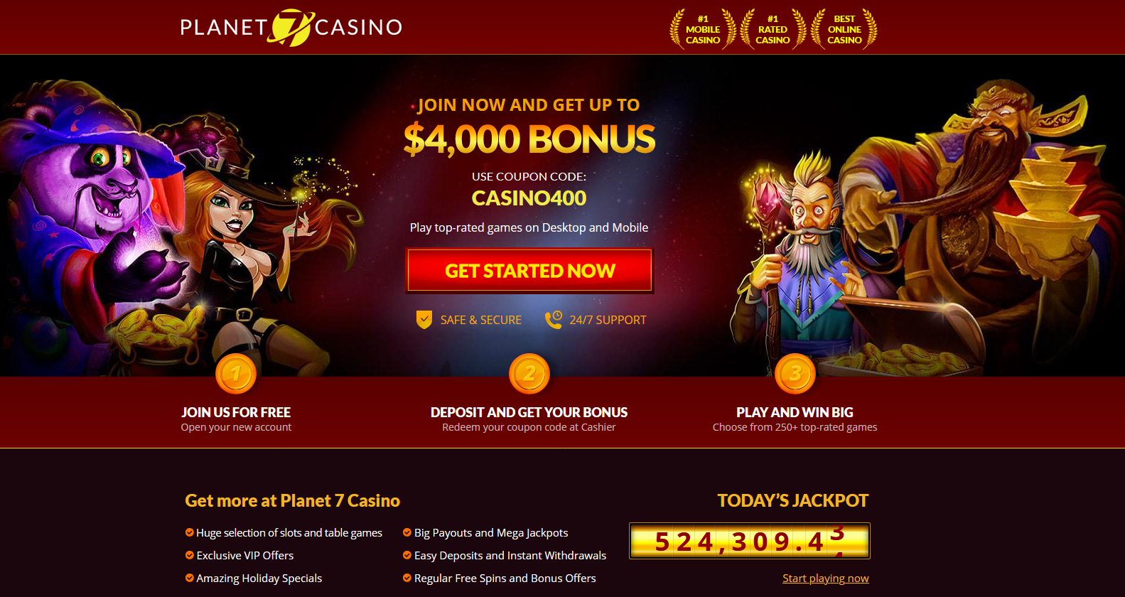 $4.000 BONUS USE COUPON CODE: CASINO400  Play top-rated games on Desktop and Mobile
